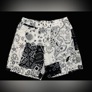 SHEIN Black and White Patterned Paisley Swim Shorts